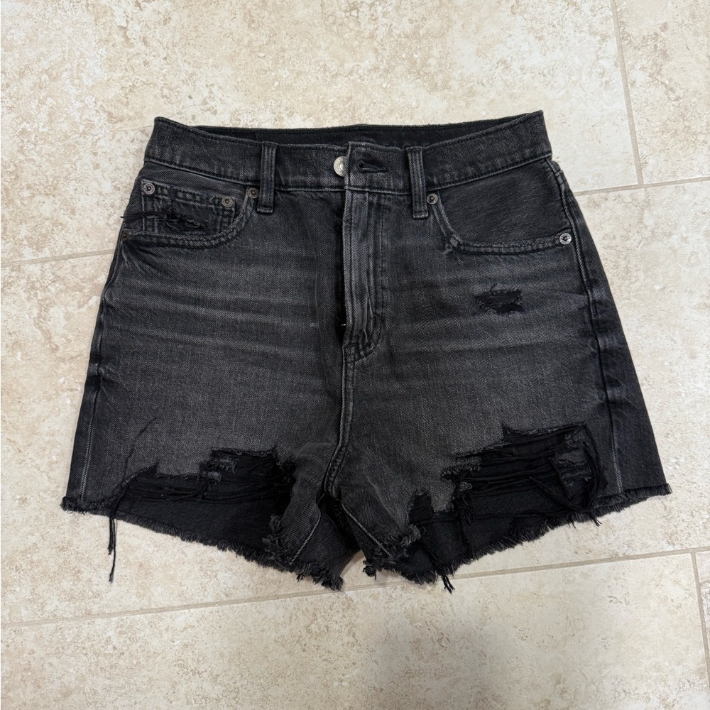 American Eagle Black Distressed Jean Shorts